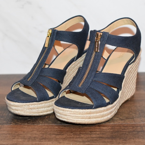 michael kors berkley weave canvas espadrille wedges